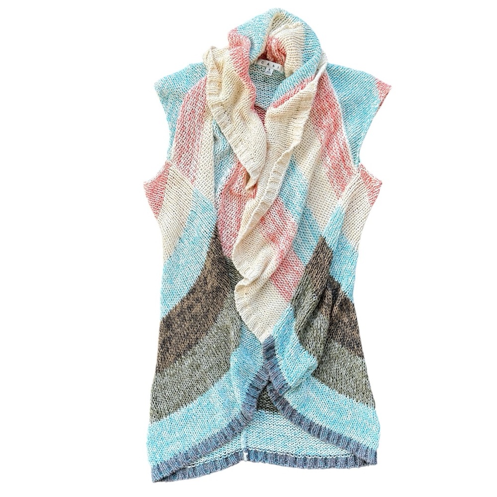 Cabi Style#216 Women’s Line Up Circle Vest Multicolor Open Front Cardigan Size S